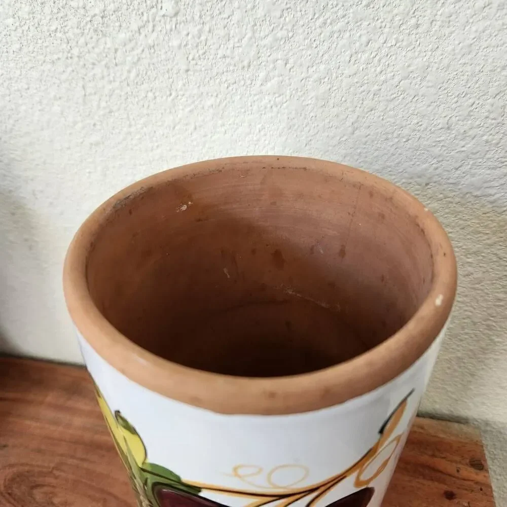 Pier 1 imports serving utensil canister kitchen storage cylinder terracotta grap